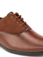 HERE&NOW Men Tan Brown Textured Formal Oxfords