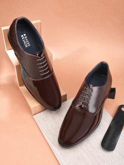 HERE&NOW Men Textured Formal Oxford Shoes