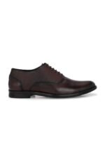 HERE&NOW Men Textured Round Toe Leather Formal Oxfords