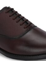 HERE&NOW Men Textured Round Toe Leather Formal Oxfords