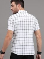 HERE&NOW Men White & Grey Slim Fit Windowpane Checked Casual Shirt