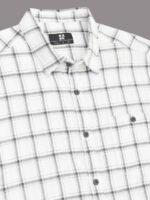 HERE&NOW Men White & Grey Slim Fit Windowpane Checked Casual Shirt