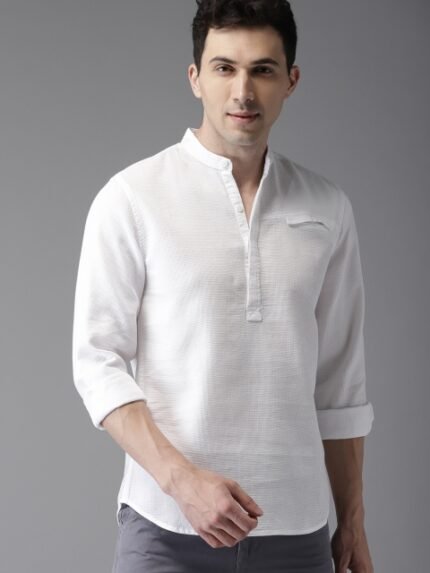 HERE&NOW Men White Regular Fit Solid Sustainable Casual Shirt