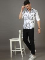 HERE&NOW Men White Slim Fit Printed Cotton Casual Shirt