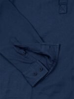 HERE&NOW Navy Blue Self Design Band Collar Cotton Casual Shirt