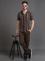 HERE&NOW Slim Fit Multi Striped Cotton Casual Shirt