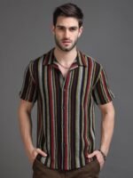 HERE&NOW Slim Fit Multi Striped Cotton Casual Shirt
