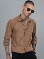 HERE&NOW Slim Fit Textured Spread Collar Long Sleeves Casual Shirt