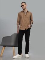 HERE&NOW Slim Fit Textured Spread Collar Long Sleeves Casual Shirt