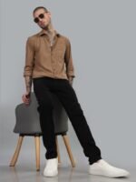 HERE&NOW Slim Fit Textured Spread Collar Long Sleeves Casual Shirt