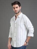 HERE&NOW Slim Fit Vertical Striped Cotton Casual Shirt