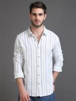 HERE&NOW Slim Fit Vertical Striped Cotton Casual Shirt