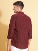 HERE&NOW Spread Collar Slim Fit Corduroy Casual Shirt
