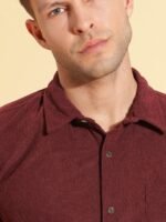 HERE&NOW Spread Collar Slim Fit Corduroy Casual Shirt