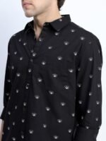 HIGHLANDER Men Black Slim Fit Printed Casual Shirt