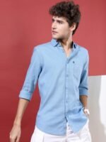 HIGHLANDER Men Blue Slim Fit Casual Shirt