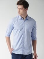 HIGHLANDER Men Blue Slim Fit Casual Shirt