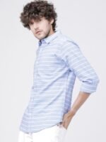 HIGHLANDER Men Blue Slim Fit Striped Casual Shirt