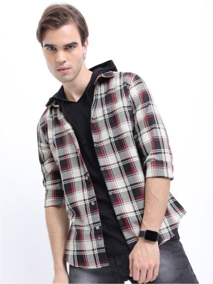 HIGHLANDER Men Cotton Tartan Checks Casual Shirt