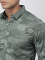 HIGHLANDER Men Green Slim Fit Camouflage Print Casual Shirt