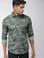 HIGHLANDER Men Green Slim Fit Camouflage Print Casual Shirt