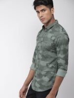 HIGHLANDER Men Green Slim Fit Camouflage Print Casual Shirt