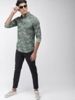 HIGHLANDER Men Green Slim Fit Camouflage Print Casual Shirt