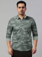 HIGHLANDER Men Green Slim Fit Camouflage Print Casual Shirt