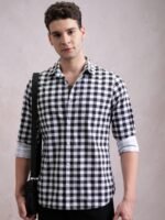 HIGHLANDER Men Slim Fit Gingham Checks Opaque Checked Casual Shirt