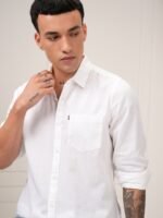 HIGHLANDER Men White Slim Fit Casual Shirt