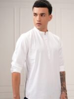 HIGHLANDER Men White Slim Fit Solid Casual Shirt