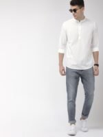 HIGHLANDER Men White Slim Fit Solid Casual Shirt