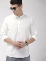 HIGHLANDER Men White Slim Fit Solid Casual Shirt