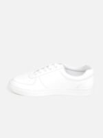 HIGHLANDER Men White Solid Leather Perforated Sneakers