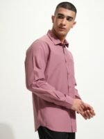 HIGHLANDER Pink Slim Fit Cutaway Collar Formal Shirt