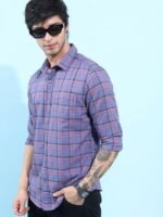 HIGHLANDER Slim Fit Windowpane Checked Casual Shirt