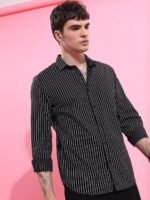 HIGHLANDER Striped Spread Collar Slim Fit Cotton Casual Shirt