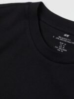 HM Men Black Solid Relaxed Fit Cotton Pure Cotton T-shirt