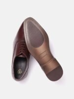 House of Pataudi Men Burgundy Handcrafted Solid Leather Formal Oxfords