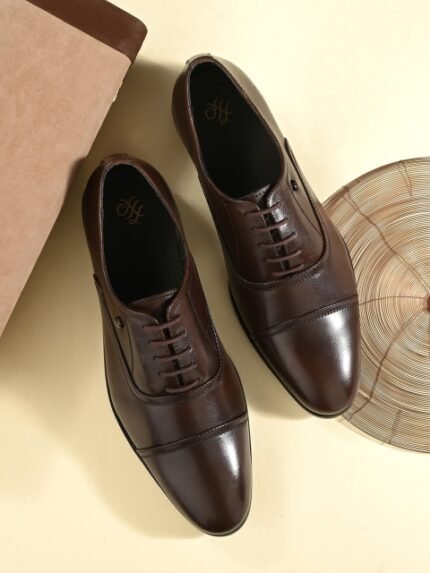 House of Pataudi Men Genuine Leather Lace-Up Formal Oxford Shoes