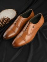 House of Pataudi Men Genuine Leather Lace-Up Formal Oxfords Shoes