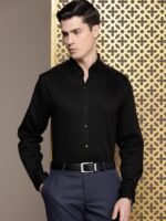 House of Pataudi Pure Cotton Pleated Wingtip Collar Party Shirt