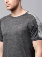 HRX by Hrithik Roshan Men Charcoal Grey Slim Advanced Rapid Dry Raglan T-shirt