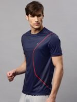 HRX by Hrithik Roshan Men Navy Blue Abstract Printed Active T-Shirt