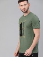 HRX by Hrithik Roshan Men Olive Green Solid Bio-Wash Running Tshirt