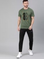 HRX by Hrithik Roshan Men Olive Green Solid Bio-Wash Running Tshirt