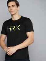 HRX By Hrithik Roshan Training Men Jet Black Rapid-Dry Brand Carrier Tshirts