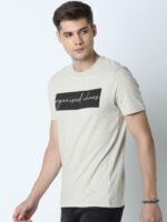 Huetrap Men Beige & Black Typography Printed Sustainable T-shirt