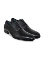 HX London Men Textured Round-Toe Leather Formal Oxfords