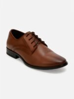 ID Men Tan Brown Solid Leather Formal Oxfords